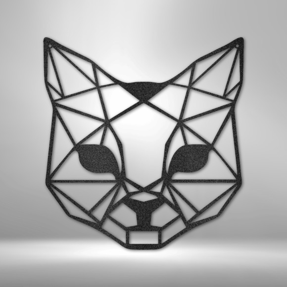Geometric Cat Steel Sign Laser Cut Powder Coated Home & Office Metal Wall Decor